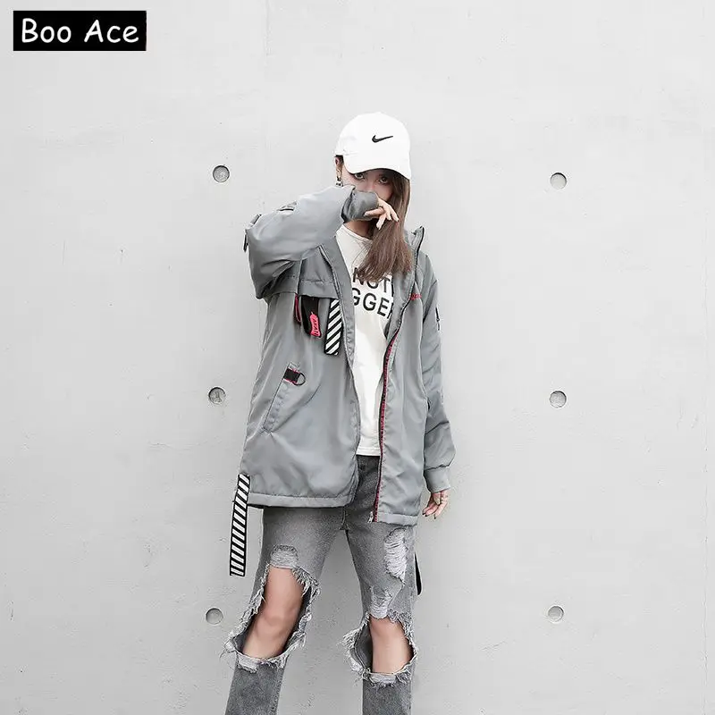 Boo Ace Мужские/Женские High Street свободные Уплотненные теплые пальто спортивный