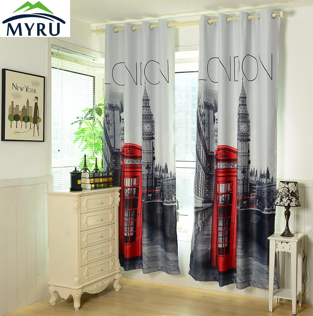 Noted Building Big Ben 3D Curtain Blockout Photo Printing Curtains Drape Fabric
