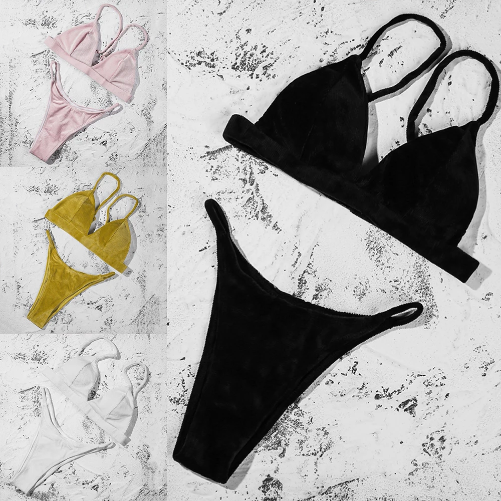 

ZTVitality Sexy Swimwear Women Bikinis 2019 New Arrival Solid Bikini Push Up Padded Straps Backless Swimsuit Brazilian Biquini