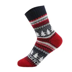 1 пара Лидер продаж Новые для женщин мужчин носки для девочек ретро, Национальный стиль Рождественская елка печатных шерстяные мягкие