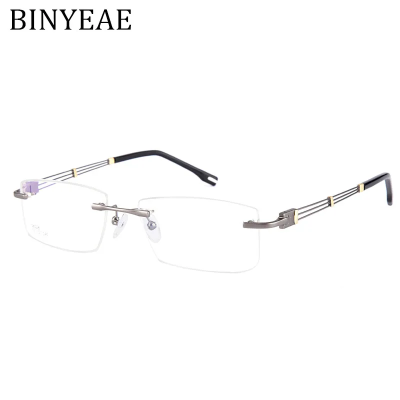 BINYEAE Men's Frameless Glasses Quality Frame Myopia Fashion prescription | Аксессуары для одежды