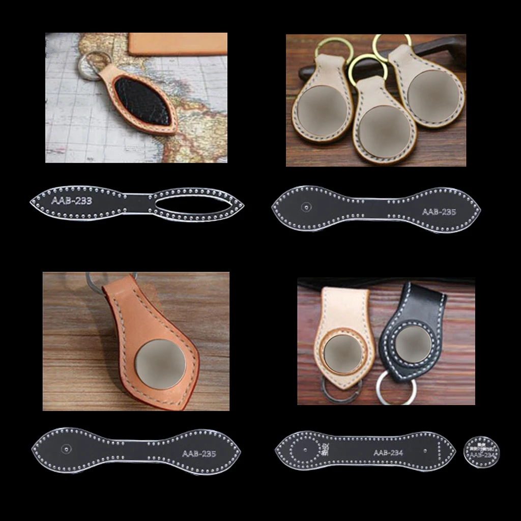 Leather Craft Clear Acrylic Keychain Key Chain Pattern Stencil Template DIY Leathercraft Tools