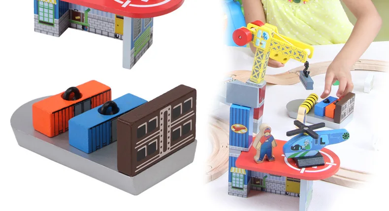 Деревянный самолет пинг Поезд Автомобиль сцена набор игрушек, Набор для творчества игрушки. детские развивающие игрушки, модели и строительные игрушки-блоки