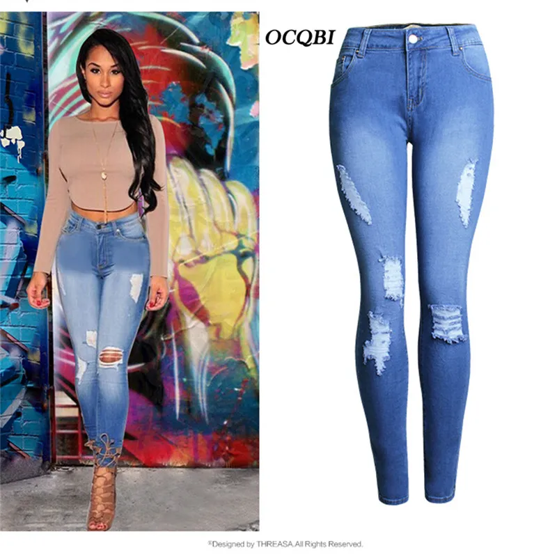 

Plus Size XS-4XL 2018 Vintage Moustache Effect Jeans Woman Fashion Elasticity Boyfriend High Waist Jeans