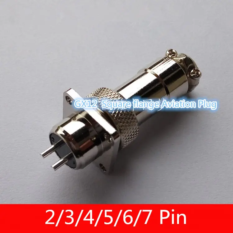 

1PCS AP014 GX12 2/3/4/5/6/7Pin Male&Female 12mm Wire Cable Panel Connector Square flange Aviation Plug Circular Socket Plug DF12