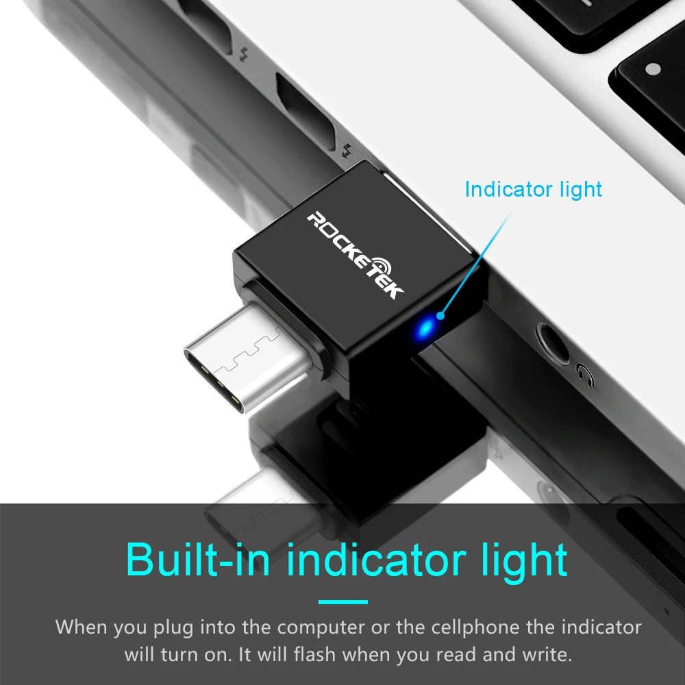 Rocketek высокое качество тип c usb 2 0 otg телефон Тип устройство для чтения карт памяти