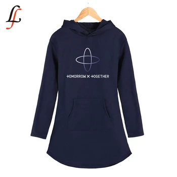 

Kpop TXT tomorrow together Tops Personality Sport Casual Hoodie Dress Summer Fashion Woman Party Night Long Square Up Streetwear
