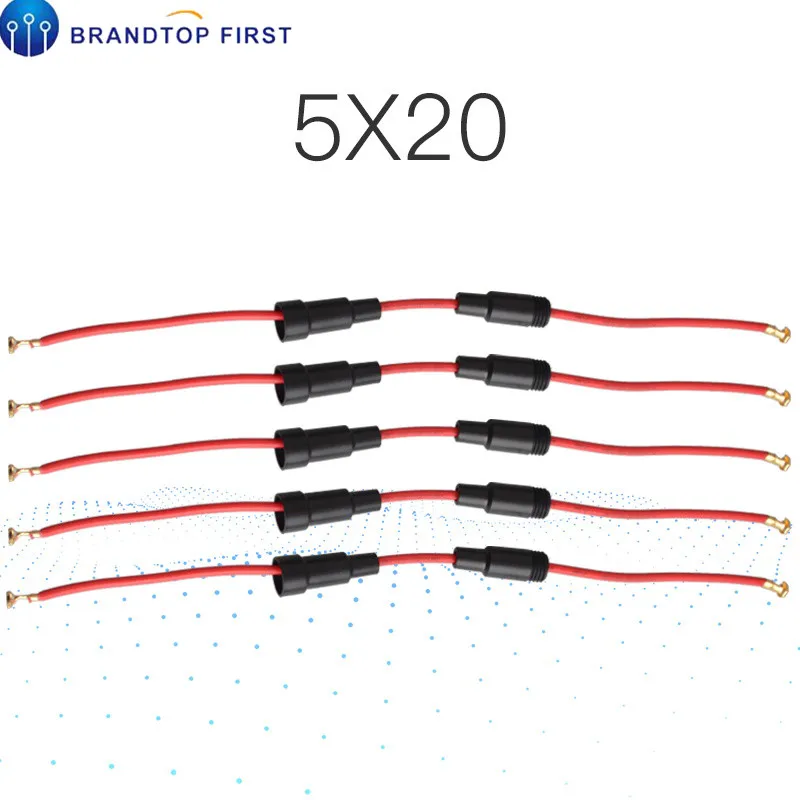 5 шт. 5*20 мм стекло держатель предохранителя винт тип 5X20 мм с 22 AWG проводной кабель 250 В Стекло предохранитель трубки корпус предохранителя 6*30