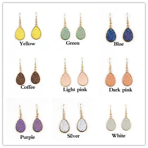 Gioielli Di Moda Quarze Waterdrop Druzy Orecchini Pendenti Per Le Donne