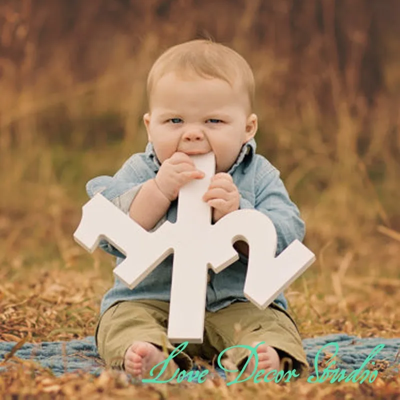 12"tall Half Sign Baby Photo Props- Large Wooden Numbers- Photography Props- Birthday Decor Age Sign