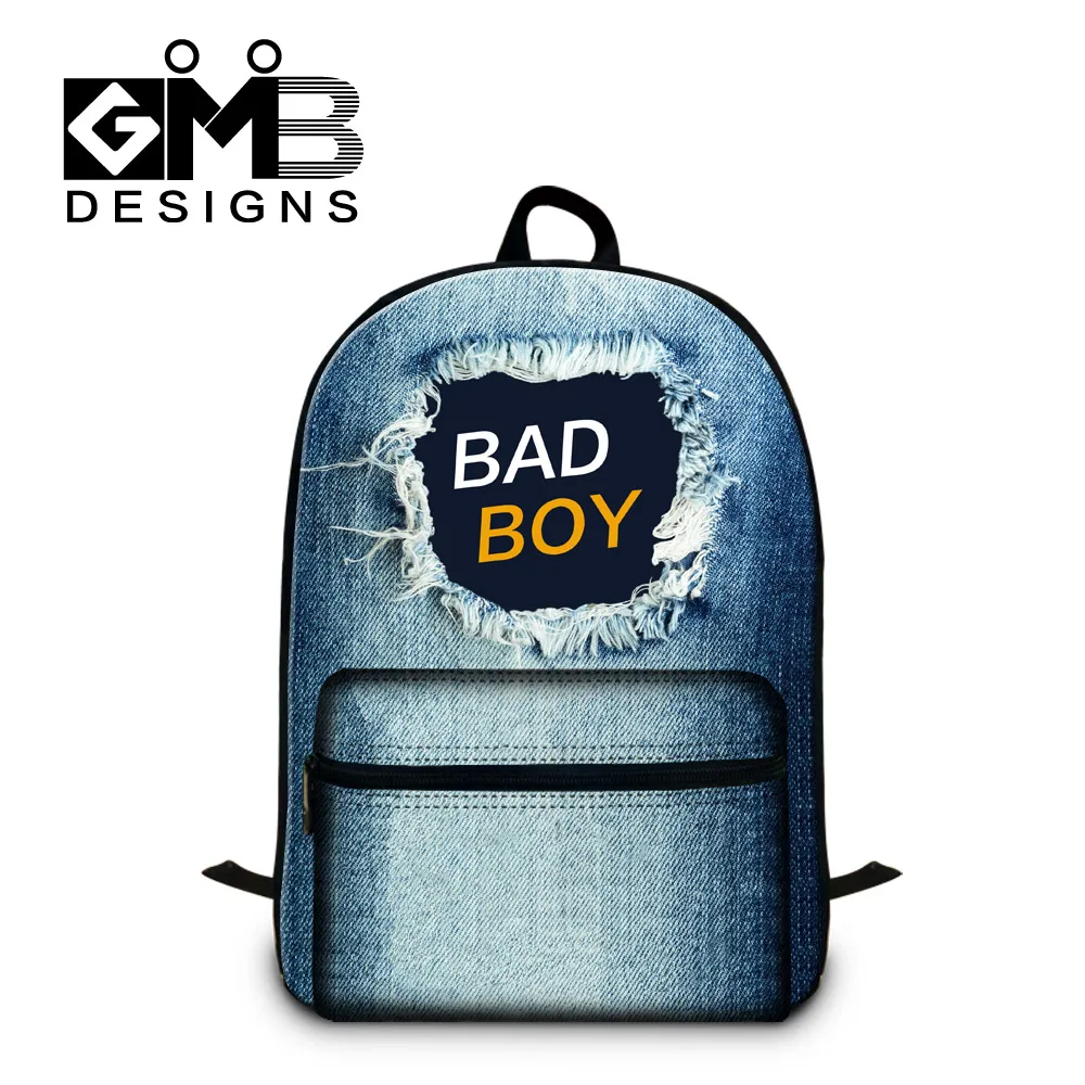 OK -denim cotton school backpack 