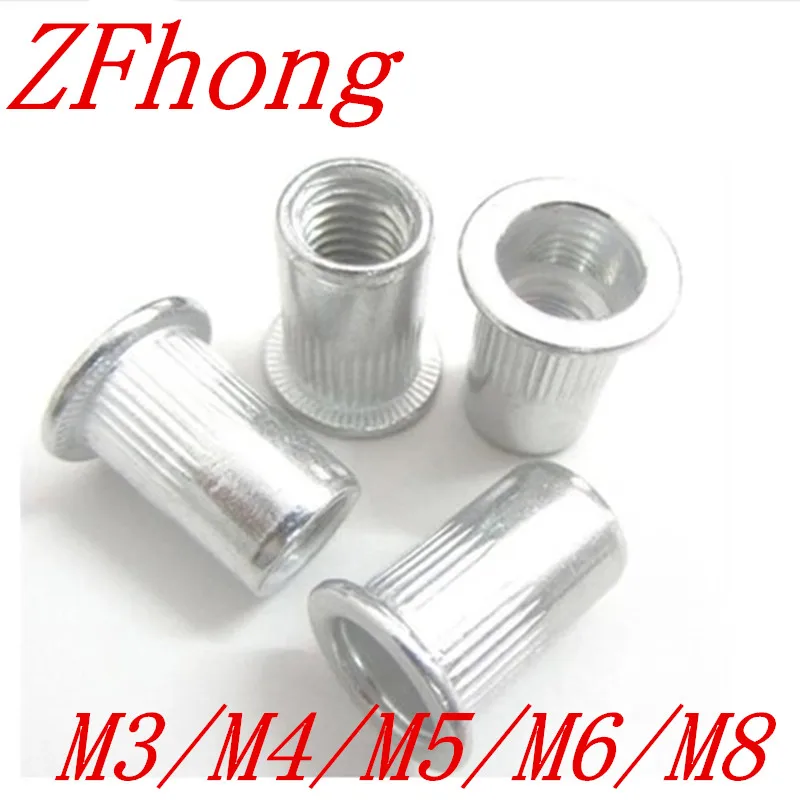 M2 Flat Head Solid Rivets Nut Blind Insert Nutsert Rivnut Aluminum 3mm-18mm Length 500pcs