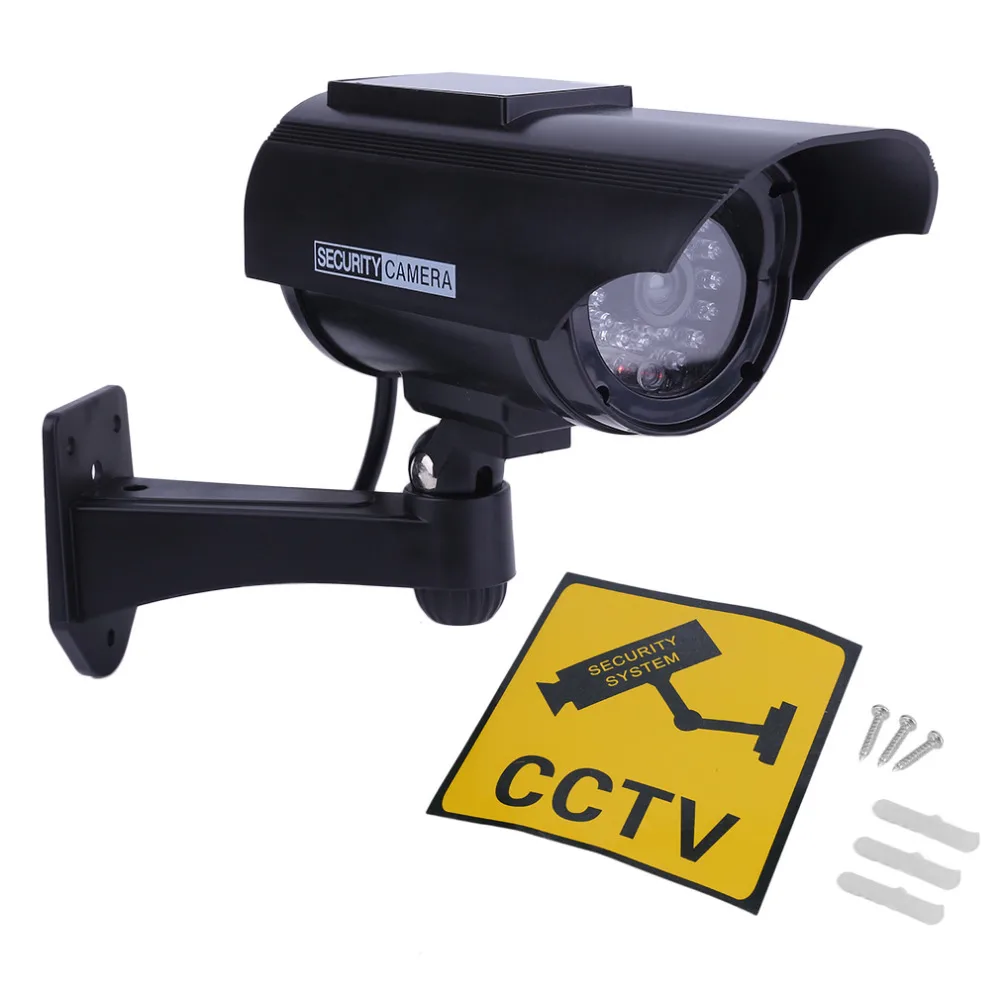 Waterproof Solar Power Dummy Fake Bullet Camera Red LED Flashing Light Imitation Fake Camera for Home Outdoor Security CCTV Cam