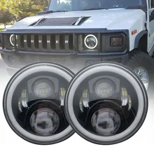 Для Hummer H1 H2 светодиодный фар 60 w 7 дюймов светодиодный фары Hi/Lo Луч Ангел глаз DRL Янтарный поворотов для Jeep Wrangler JK лампа
