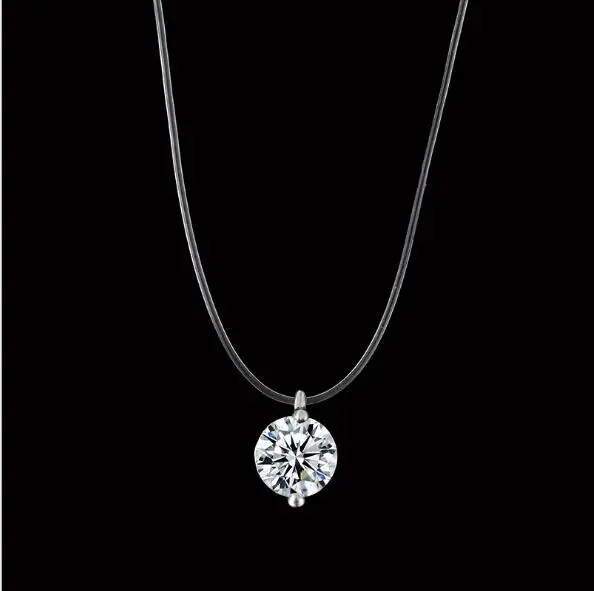 Female Transparent Fishing Line Necklace Silver Invisible Chain