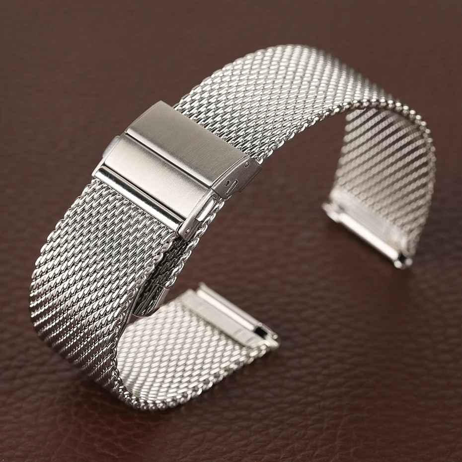 Mesh Milanese Bracelet Clasp Watchbands High Quality 18mm 20mm 22mm Silver Black Wrist Watch Band Strap for Clock Replacement 2018 (33)