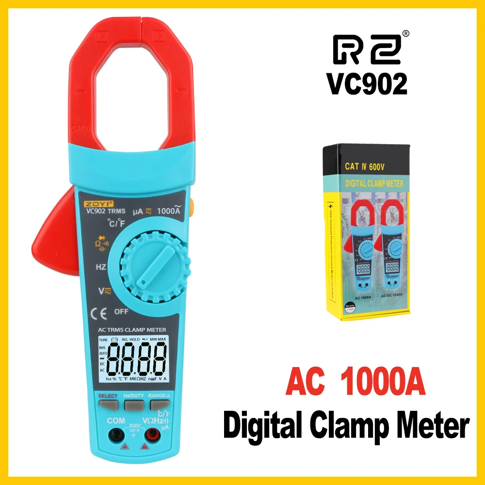 Измерительный Цифровой мультиметр клещи с испытанием емкости AC и AC/DC измеритель напряжения температура VC902