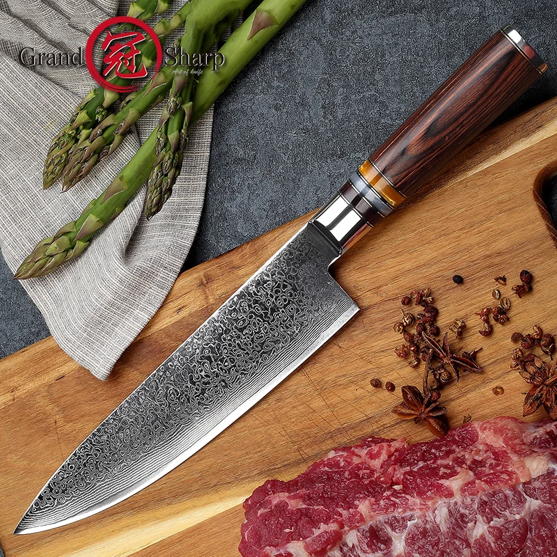 Набор ножей шеф повара Grandsharp 5 шт. профессиональные ножи VG10 японская Дамасская