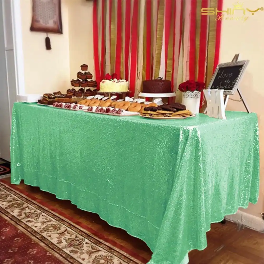 Shinybeauty 50x108in Mint Green Color Tablecloths Customize Order