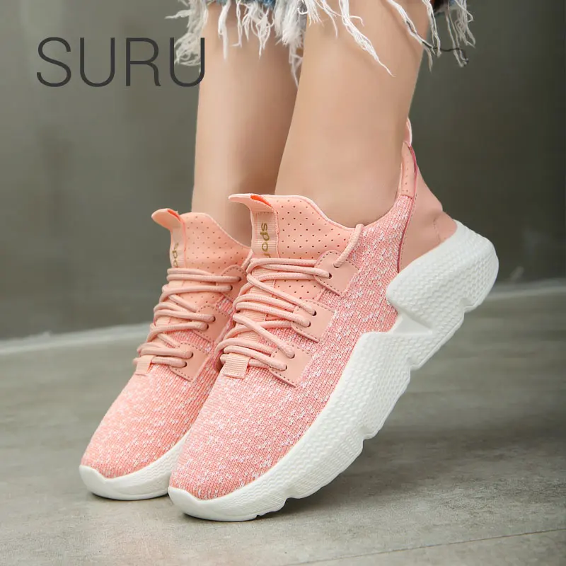 

SURU Speed Stretch Knit Sneakers Women Pink Casual Shoes