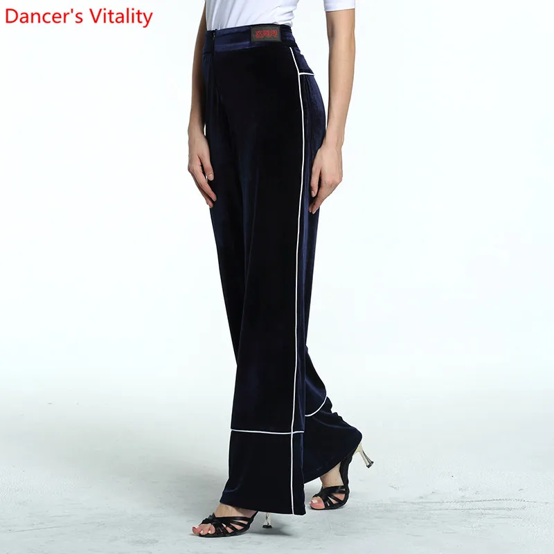 

The New women side Latin Dance Pants Adult dance performance Clothing National Standard Modern Dance Solid Color Pants