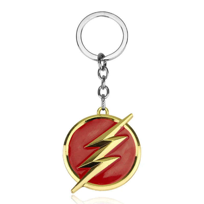 

Euramerican Comics The Flash keychain lightning Logo Red Gold 5cm Metal Keychain Keyring Trinket Key Holder for boys gift