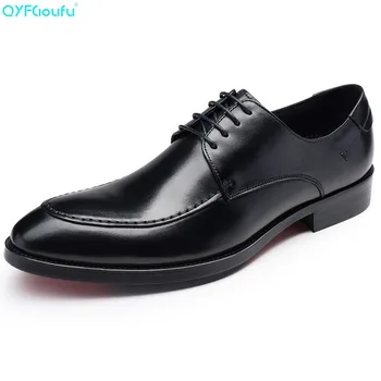 

QYFCIOUFU Brand New Luxury Men Shoes Genuine Leather Fashion Men Dress Shoes Business Shoes Black Brown Office Men Formal Shoes