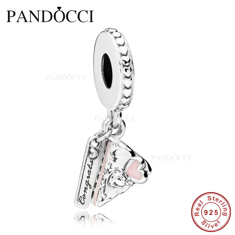 

925 Sterling Silver Celebration Cake Dangle Charm, Mixed Enamel Fits for Original Bracelets Jewelry 2018 Mother's Day Gifts