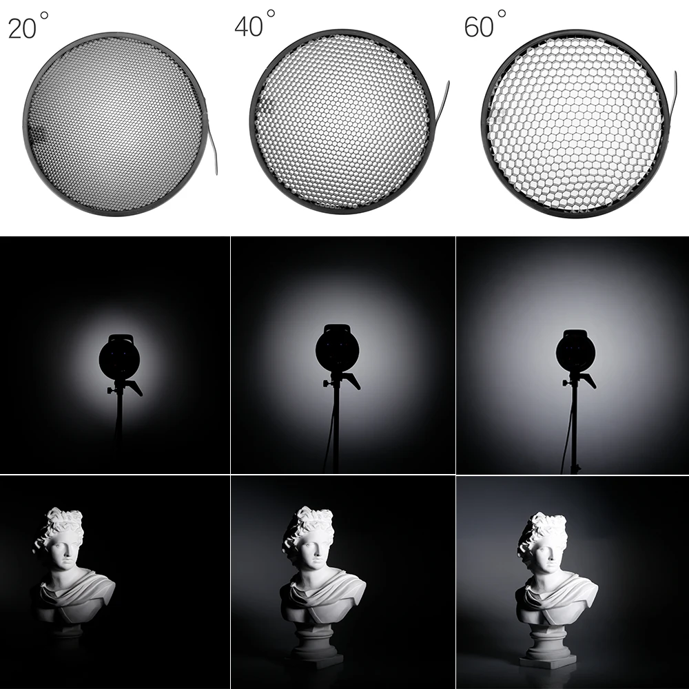 7 дюймов 18 см Стандартный держатель отражателя света диффузора с 20/40/60 градусов сеткой в форме сот для крепления студийной светильник Strobe Flash