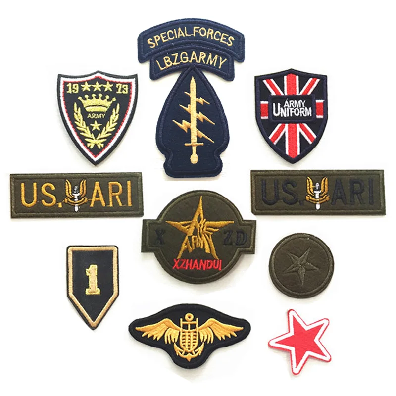 High quality 10 mix military patches for clothing iron sew on clothes