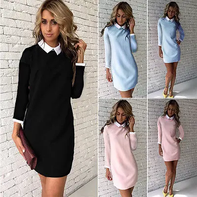Летнее мини платье с коротким рукавом белым воротником в школьном стиле преппи