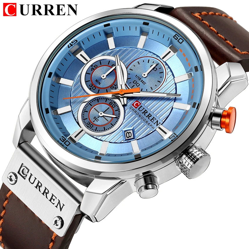 Online Reloj de cuarzo cronógrafo de lujo de primera marca, relojes deportivos para hombres, reloj de pulsera militar para hombres, reloj CURREN, reloj masculino