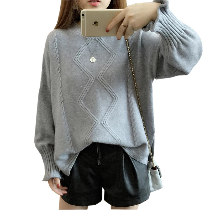 Модный вязаный свитер Для женщин свободные короткий пуловер Свитеры для женщин Демисезонный Высокое качество Женский вязаный свитер