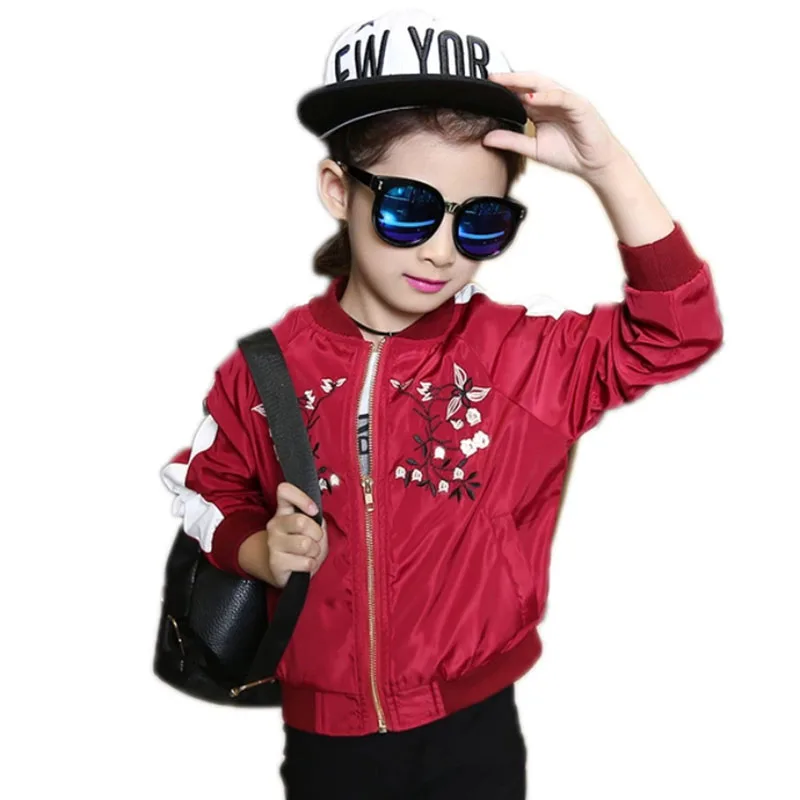 Fashion Embroidery Bomber Jacket for Girl 2017 New Trendy Spring Long