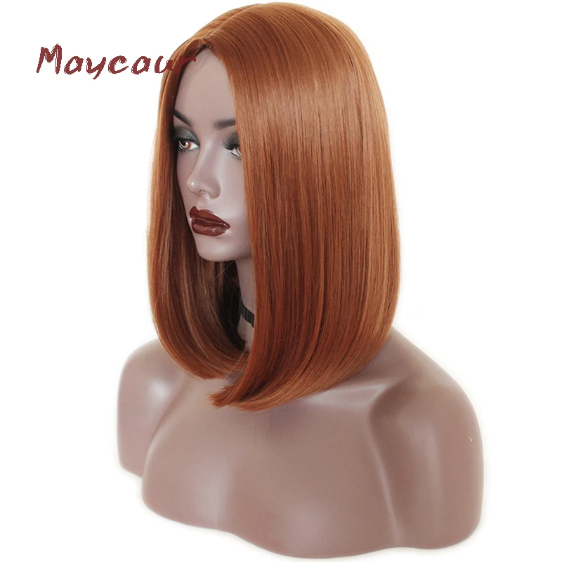 Блондинка или оранжевый Боб парики для женщин короткие прямые синтетические волосы парик 180 плотность вырезать парик