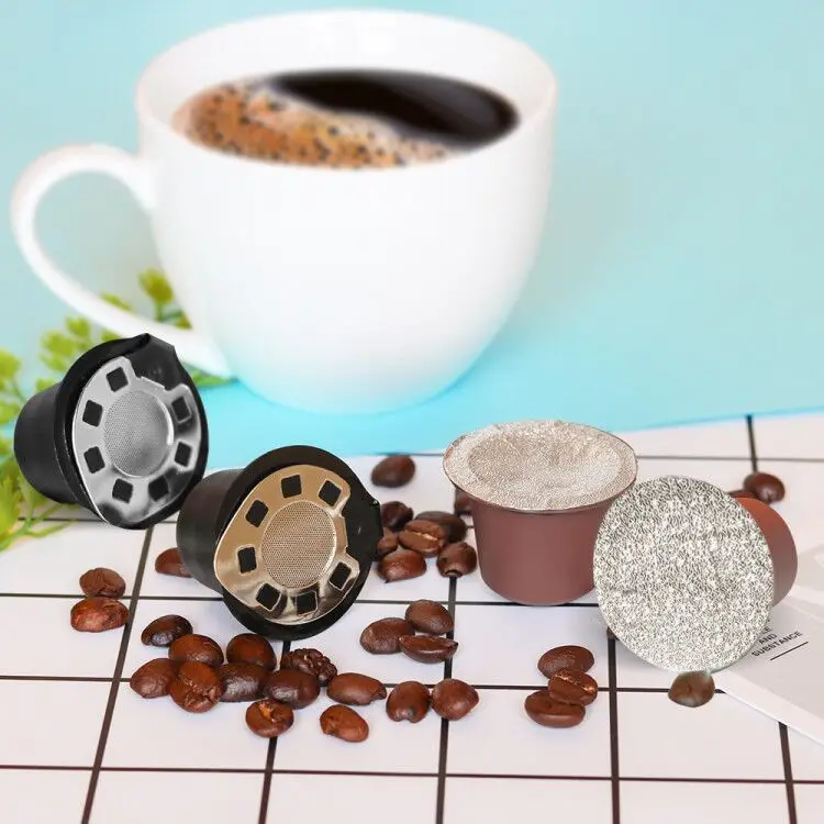 

Refillable coffee capsules Nespresso Reusable Coffee Filter Metal Lid Mesh Sticker Lid Capsule Compatible with Essenza, Inissia