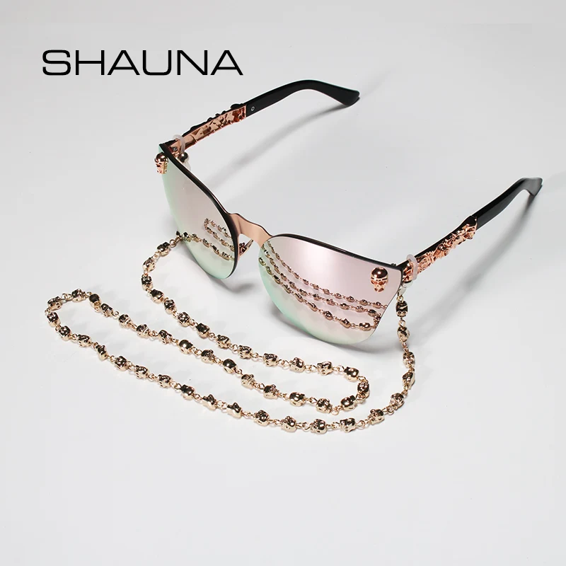 

SHAUNA Retro Gothic Skull Glasses Chain Non-slip Silicone Punk Eyeglasses Chain