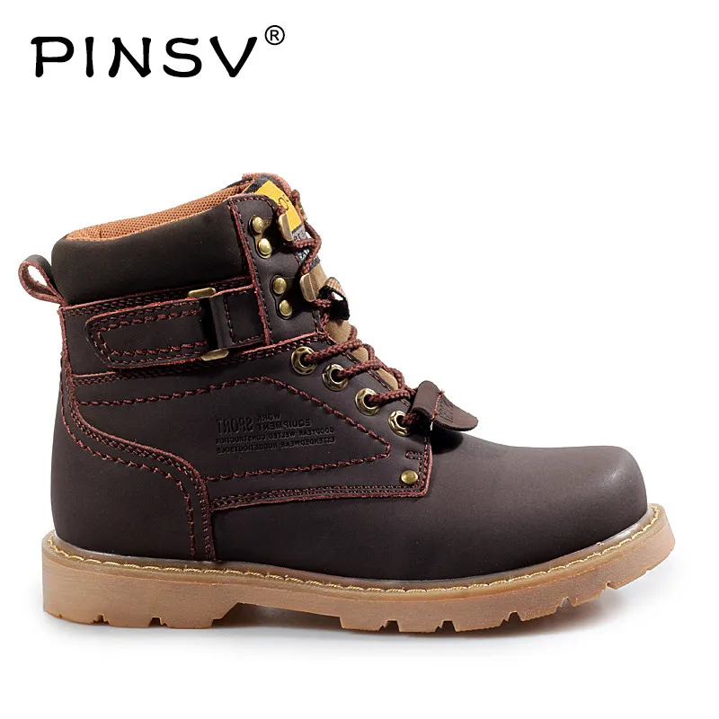 

PINSV Winter Men Boots Warm Fur Boots Men Shoes Brown Genuine Leather Boots Men Work Shoes Size 38-46 Chaussure Homme
