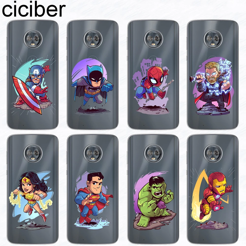 

ciciber Marvel DC Phone Case Cover for Motorola Moto G6 G5 G5S E5 E4 C ONE Z2 Z3 G4 Plus Play M X4 P30 Power Note Soft TPU Funda