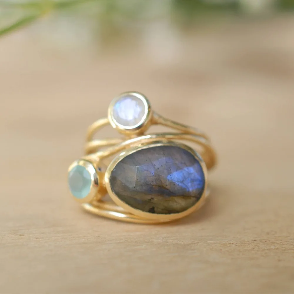 

DoreenBeads Unique Gold Color Aqua Blue Shell Ring Gem Stone Wedding Jewelry Gifts for Women Girl Fashion Trendy 1 Piece