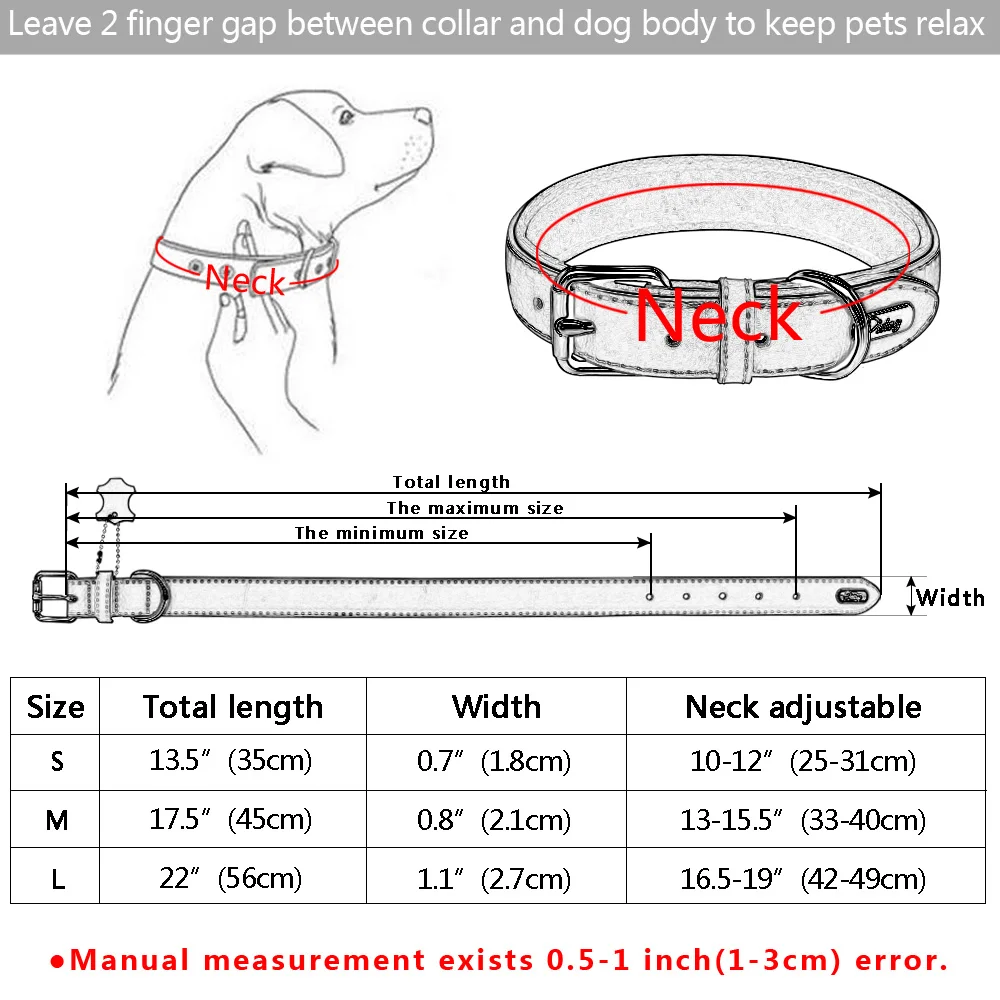 Ошейник для собак из натуральной кожи, мягкий Регулируемый питбуль бульдог, ошейники для средних и больших собак, пояс для немецкой овчарки, Mascotas S-L