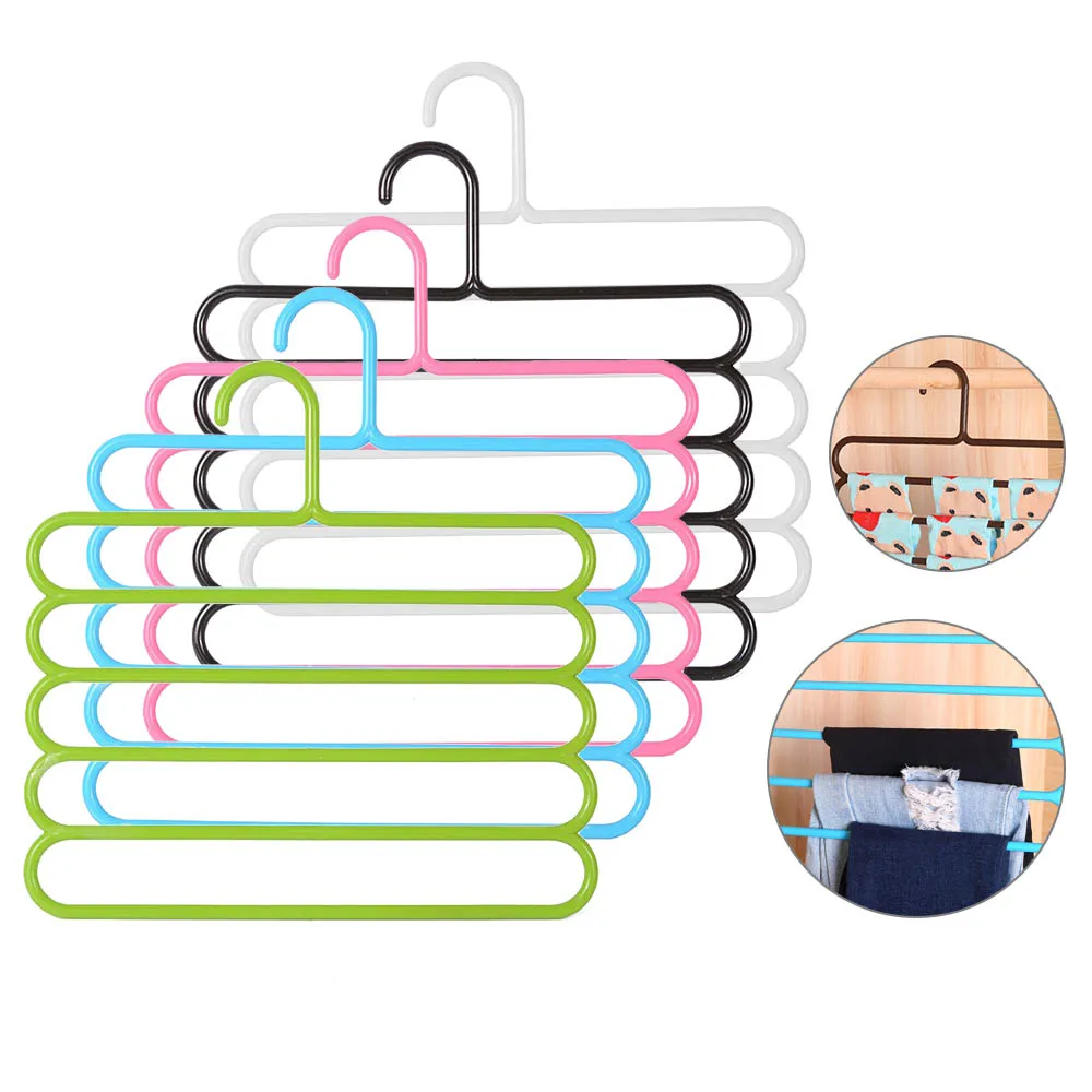 

5 layers Non-slip MultiFunctional Clothes Hangers Pants Storage Hangers Cloth Rack Multilayer Storage Scarf Tie Rack Hanger 1PC
