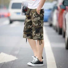 Новые летние камуфляжные мужские шорты Карго свободные мужские плюс размер военные брюки повседневные короткие брюки