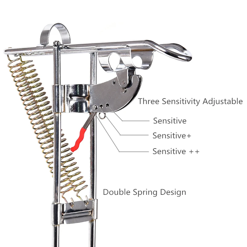 Equipamento de Pesca Suporte da Haste Automático Duplo Ângulo Primavera Peixe Pólo Suporte Pesca Aço Antiferrugem Fising Acessório 3 Equipamento de pesca automático duplo ângulo primavera