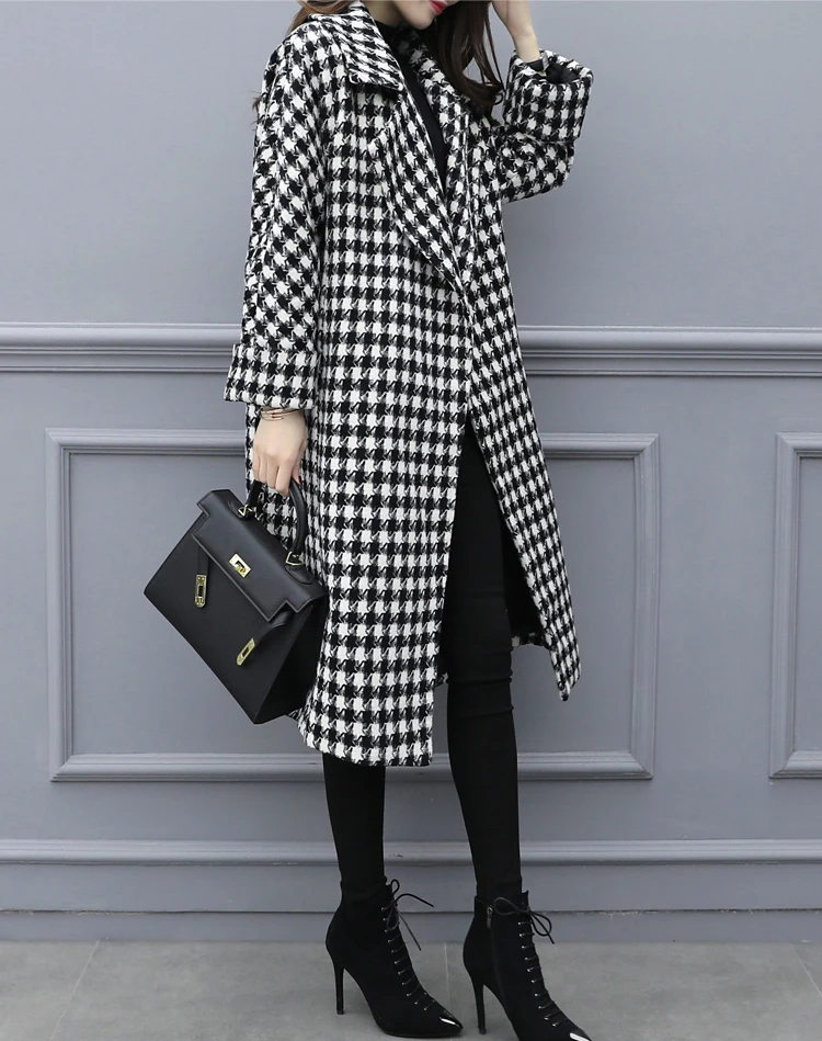 Новое осенне-зимнее женское Шерстяное Пальто большого размера, женское длинное тонкое плотное шерстяное пальто, женская Свободная прямая куртка с лацканами 5XL