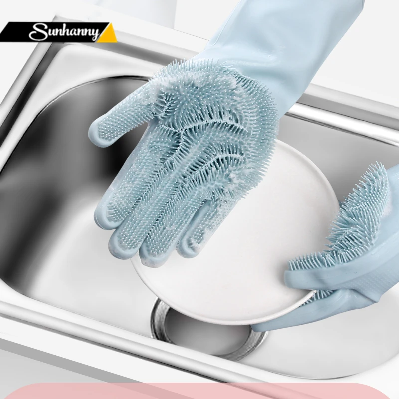

Sunhanny Magic Silicone Dish Washing Gloves Kitchen Accessories Dishwashing Glove Household Cleaning Tools for Car Pet Dishes
