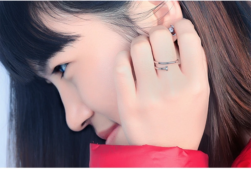 Лидер продаж классические Юбилей Кольцо Настоящее изделия стерлингового серебра 925 ногтей Форма простой Стиль кольца для Для женщин Fine Jewelry