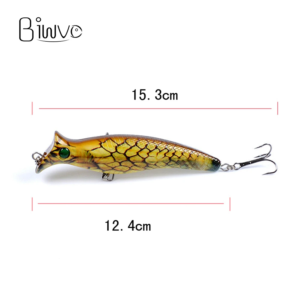 Biwvo Popper 12cm 20g Wobbler For Trolling Fishing Lure Metal Winter Sea Hard Fishing Goods For Fishing Ice Whopper Plopper