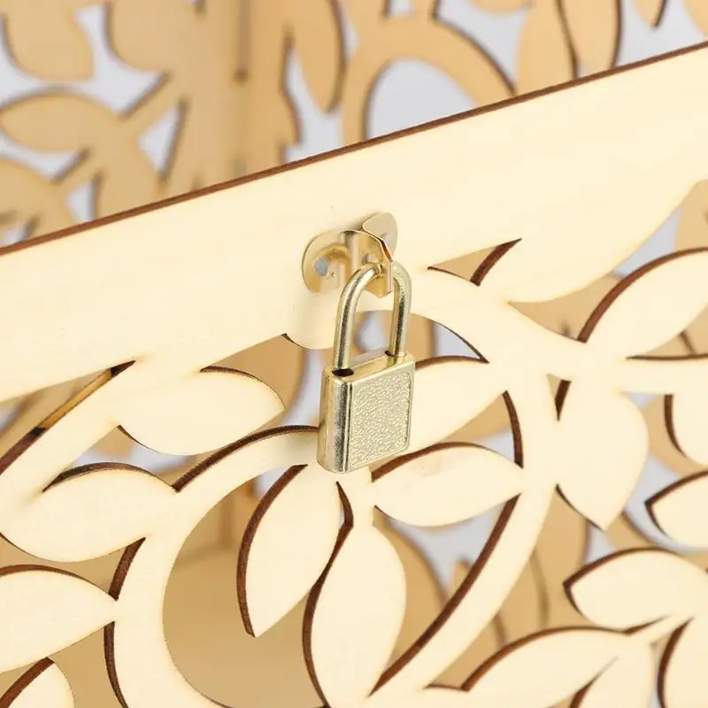 Полые резные деревянные DIY Свадебные украшения принадлежности карты Копилка ремесло