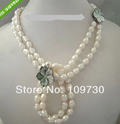 

Jewelry 00671 Set 2S 10-12MM SOUTH SEA WHITE BAROQUE PEARL NECKLACE&BRACELET SHELL CLASP